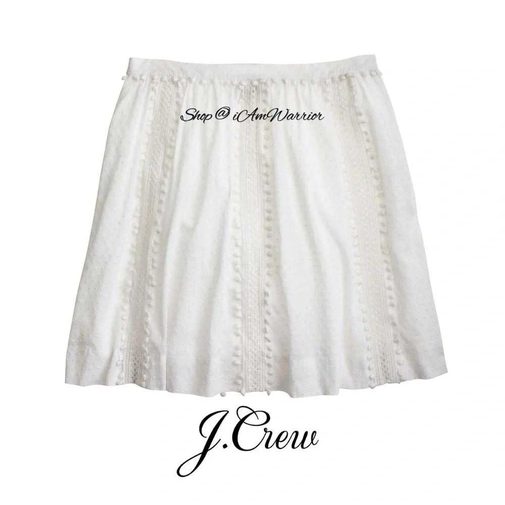 J.Crew NWT WHITE swissdot pompom mini skirt *shop@iamwarrior - Picture 2 of 11